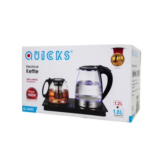 Çaynik Q-6600 elektrik 2-li (1.8L+1.2L) 1800w Seramik - Image 2