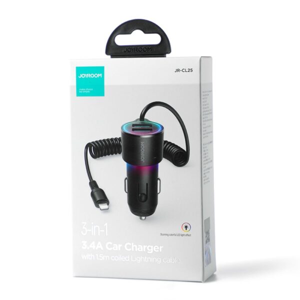 Avtomobil adapteri Joyroom JR-CL25 2USB 3in1 Lightning - Image 7