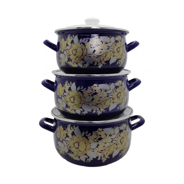 Qazan FR-6675 20-22-24 sm 3-Lü Set bənövşəyi (güllü)