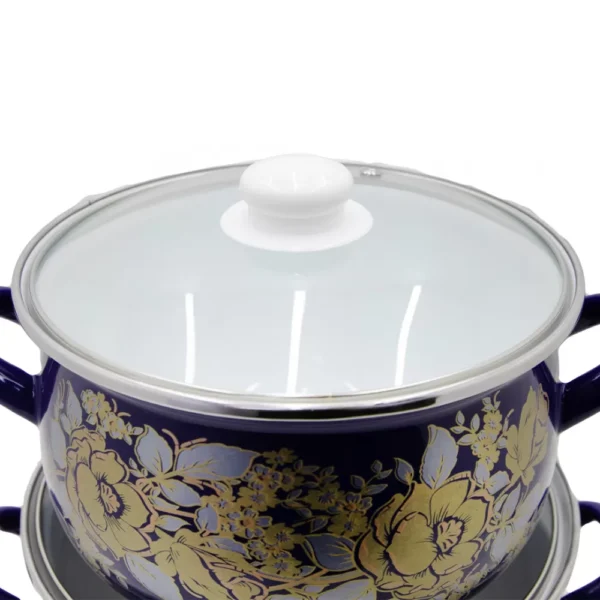 Qazan FR-6675 20-22-24 sm 3-Lü Set bənövşəyi (güllü) - Image 2