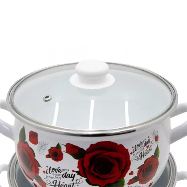 Qazan FR-6675 20-22-24 sm 3-Lü Set Ağ (güllü) - Image 2