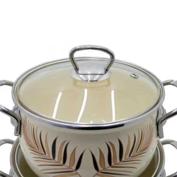 Qazan FR-6680 16-18-20 sm 3-Lü Set ağ (Yarpaqlı) - Image 2